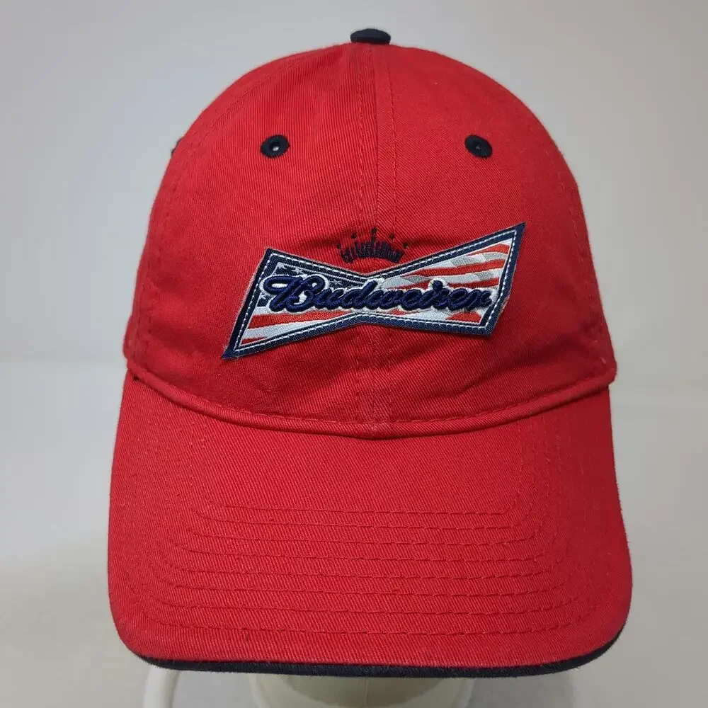 The Game Budweiser American Flag Baseball Cap Red Blue One Size Hat Slideback